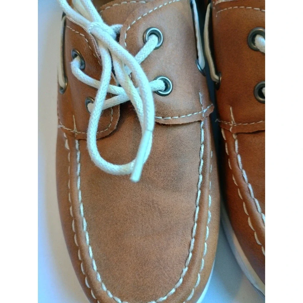 Mario Lopez‎ SZ 2 Boys Youth Loafers Boat Shoes Brown Matte
